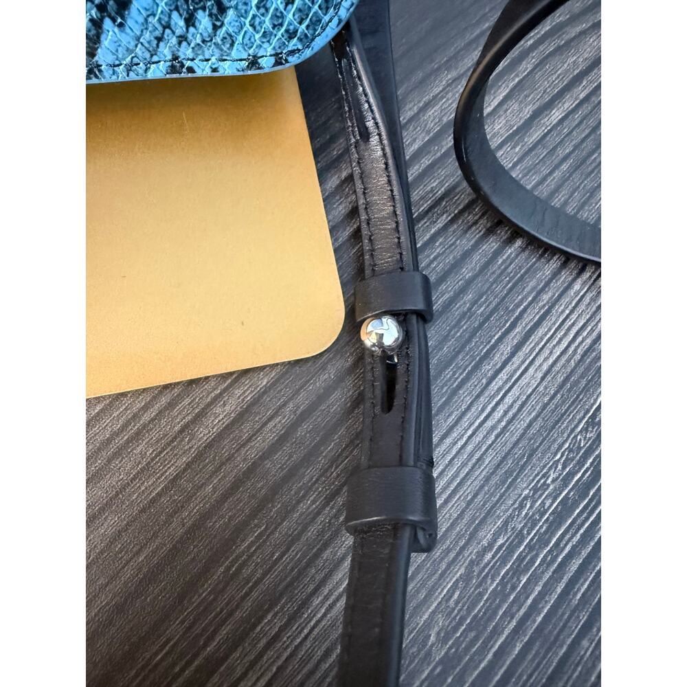 Rebecca Minkoff Mini Megan Blue Snake-Embossed Leather Feed Bag - Picture 4 of 9